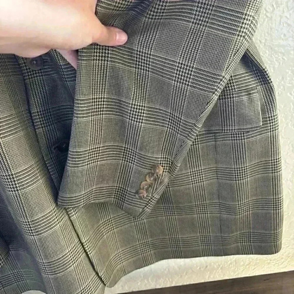Vintage Hart Schaffner & Marx Brown Plaid Wool Suit Blazer Size 44L - Picture 4 of 11